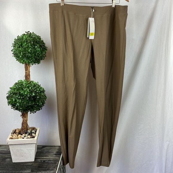 Eileen Fisher Brown Stretch Crepe Pants NEW XL - Picture 2 of 5